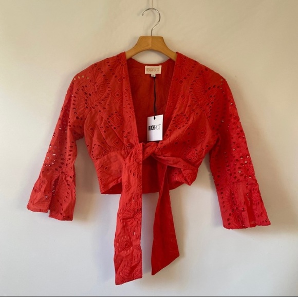 NEW Beach Riot Red Eyelet Jill Crop Top & Pants - Picture 4 of 4